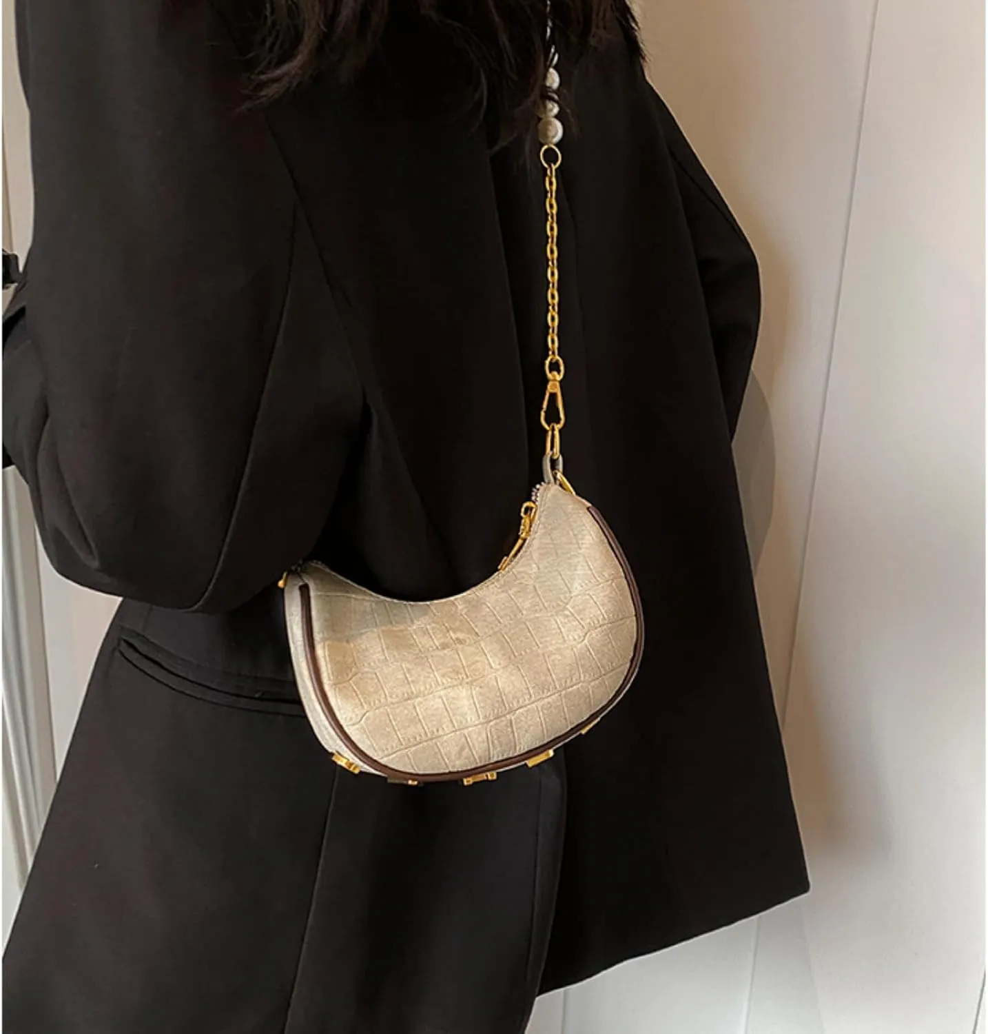 Unique Design Single Shoulder Bag for Women - Summer Chic Underarm Handbag with Chain Strap for Crossbody or Clutch