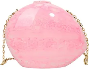 Unique Shell Acrylic Clutch Purse for Women Cute Evening Bag with Detachable Metal Chain Shopping Dating Shoulder Bag