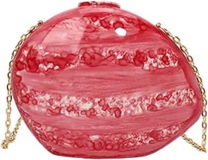 Unique Shell Acrylic Clutch Purse for Women Cute Evening Bag with Detachable Metal Chain Shopping Dating Shoulder Bag