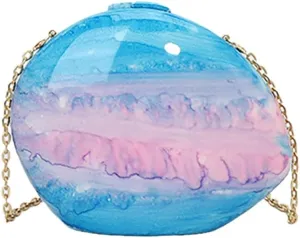 Unique Shell Acrylic Clutch Purse for Women Cute Evening Bag with Detachable Metal Chain Shopping Dating Shoulder Bag