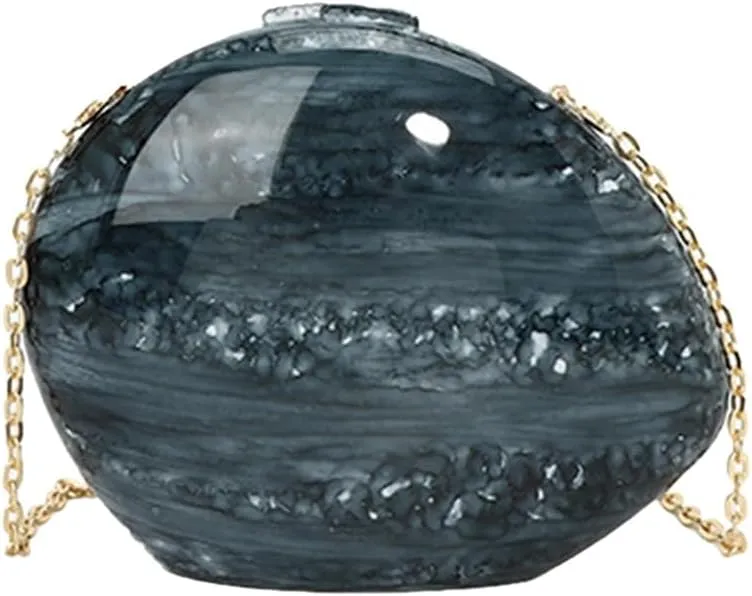 Unique Shell Acrylic Clutch Purse for Women Cute Evening Bag with Detachable Metal Chain Shopping Dating Shoulder Bag