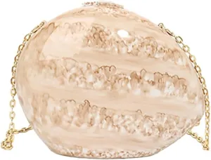 Unique Shell Acrylic Clutch Purse for Women Cute Evening Bag with Detachable Metal Chain Shopping Dating Shoulder Bag