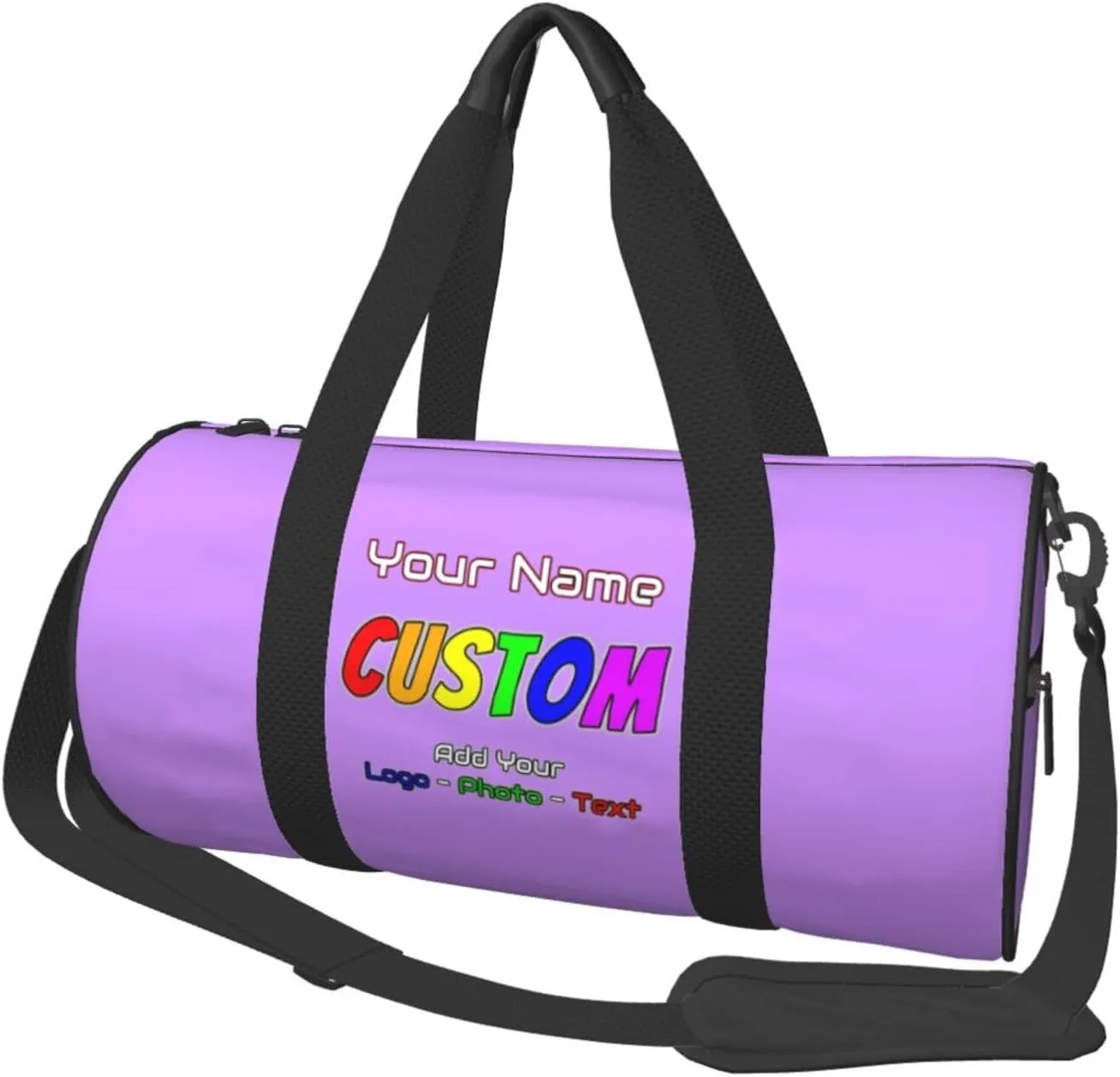 Unisex Custom Duffle Bag Add Name Image Logo Text Personalized Tote Bags For Travel Sport Gym Yoga Golf Customized Gifts Light Purple