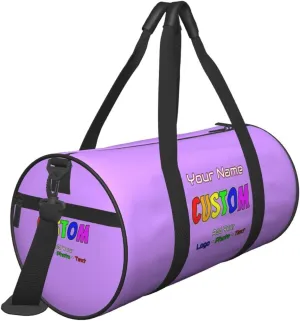 Unisex Custom Duffle Bag Add Name Image Logo Text Personalized Tote Bags For Travel Sport Gym Yoga Golf Customized Gifts Light Purple