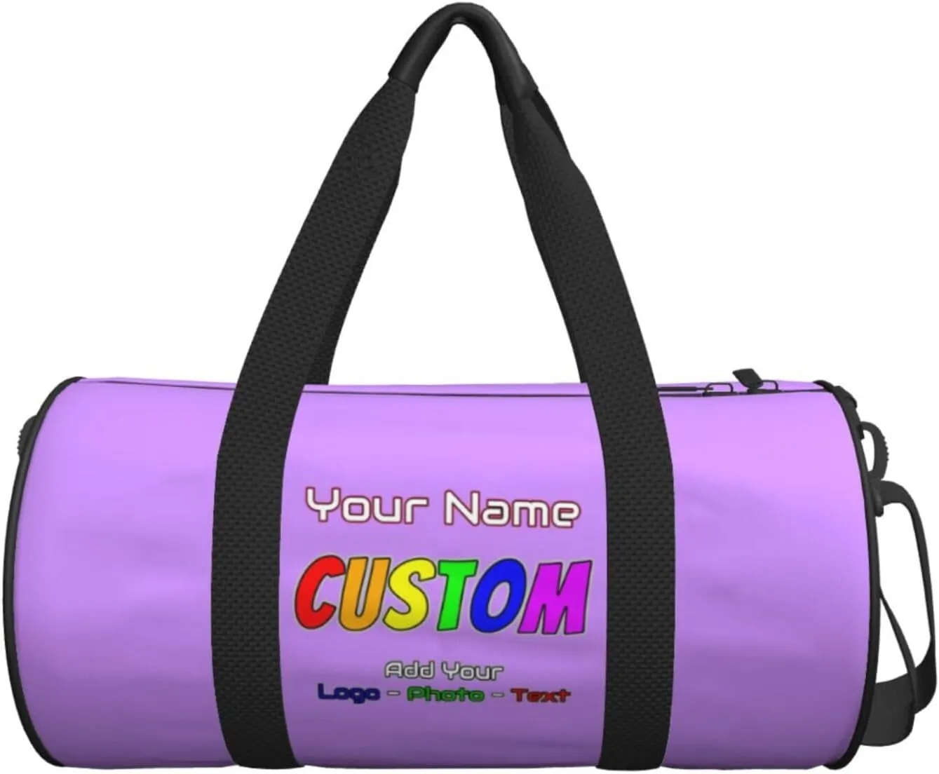 Unisex Custom Duffle Bag Add Name Image Logo Text Personalized Tote Bags For Travel Sport Gym Yoga Golf Customized Gifts Light Purple