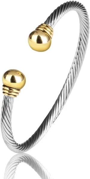 UNY Jewel Bracelet Designer Brand Inspired Women Jewelry 4.5mm Thin Twisted Cable Wire Bangle Gem Stone Christmas Day Gift