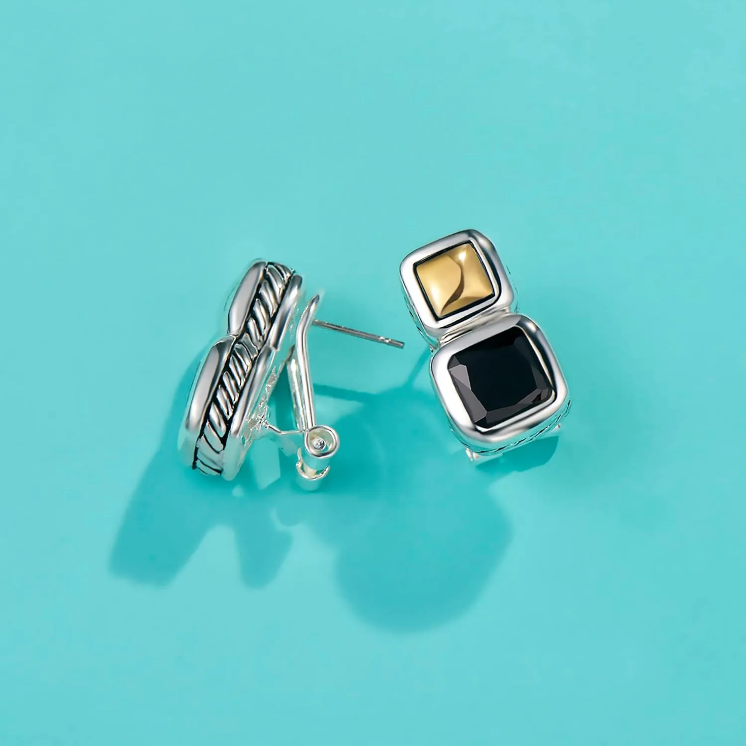 UNY JEWEL Jewelry Make a Statement Square Princess Cut CZ Designer Inspired Women French Clip Earring Christmas Gifts