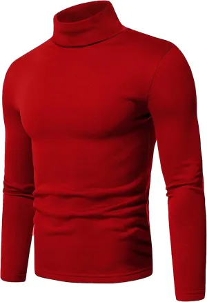 URBAN BUCK Turtleneck Men Shirt Long Sleeve Ribbed Knitted Casual TShirt Slim Fit Cotton Turtle Neck Pullover Sweater