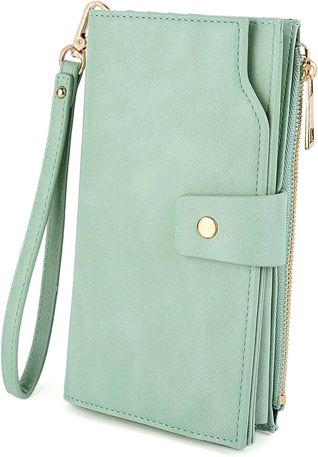 UTO Wallet Women Vegan Leather Wristlet Snap Long Purse Credit Card Holder Elegant Clutch