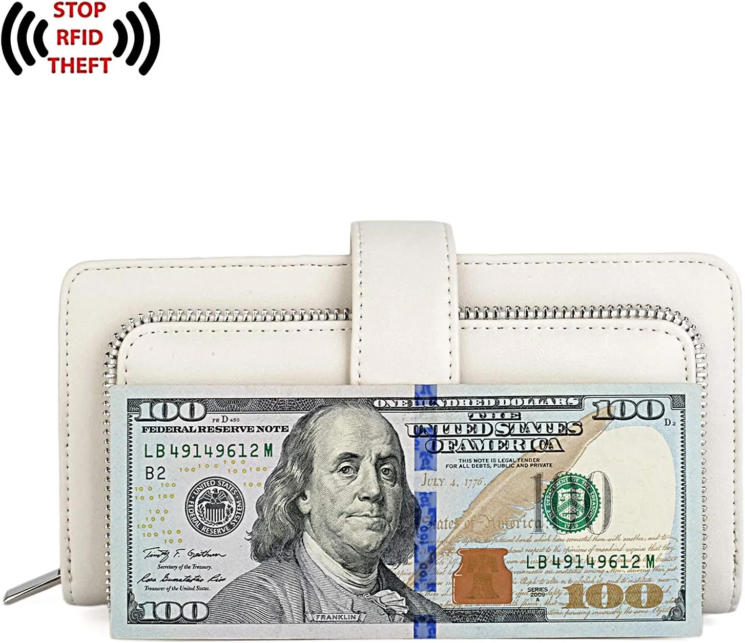 UTO Wallet Women Vegan Leather Wristlet Snap Long Purse Credit Card Holder Elegant Clutch