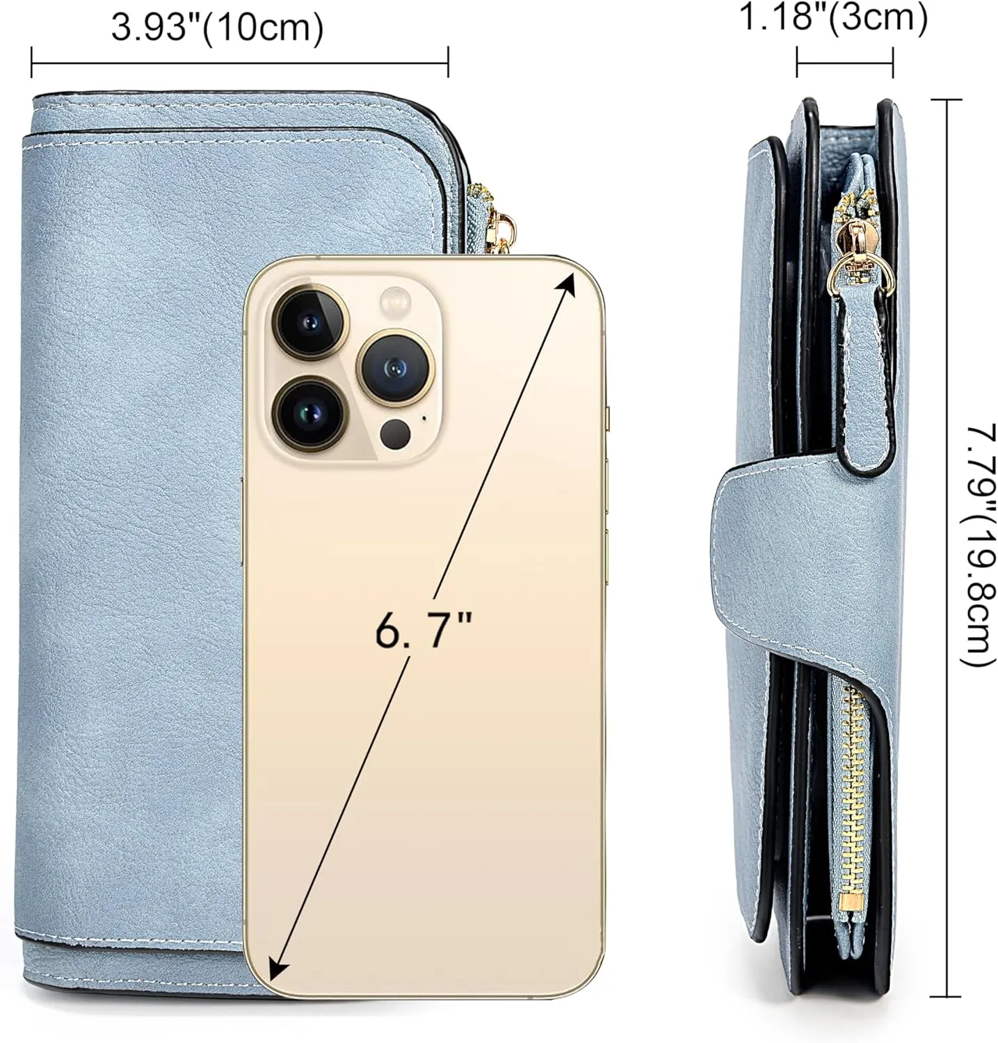 UTO Wallet Women Vegan Leather Wristlet Snap Long Purse Credit Card Holder Elegant Clutch