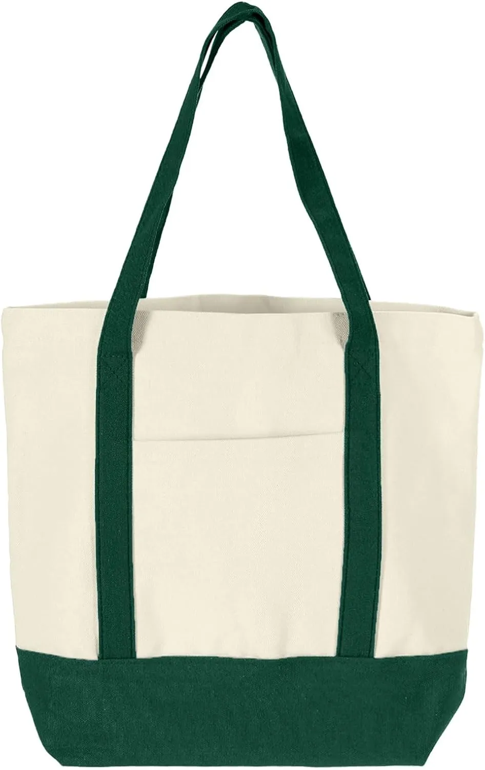 uxcell Canvas Tote Bag with Zipper, Reusable Canvas Tote Bag with Internal and External Pockets, Multipurpose Shopping Bag