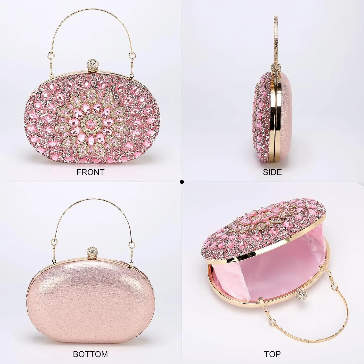 uxcell Evening Bags for Women, Sparkly Crystal Rhinestone Clutch Purse with Chain Strap Shoulder Bag Handbag