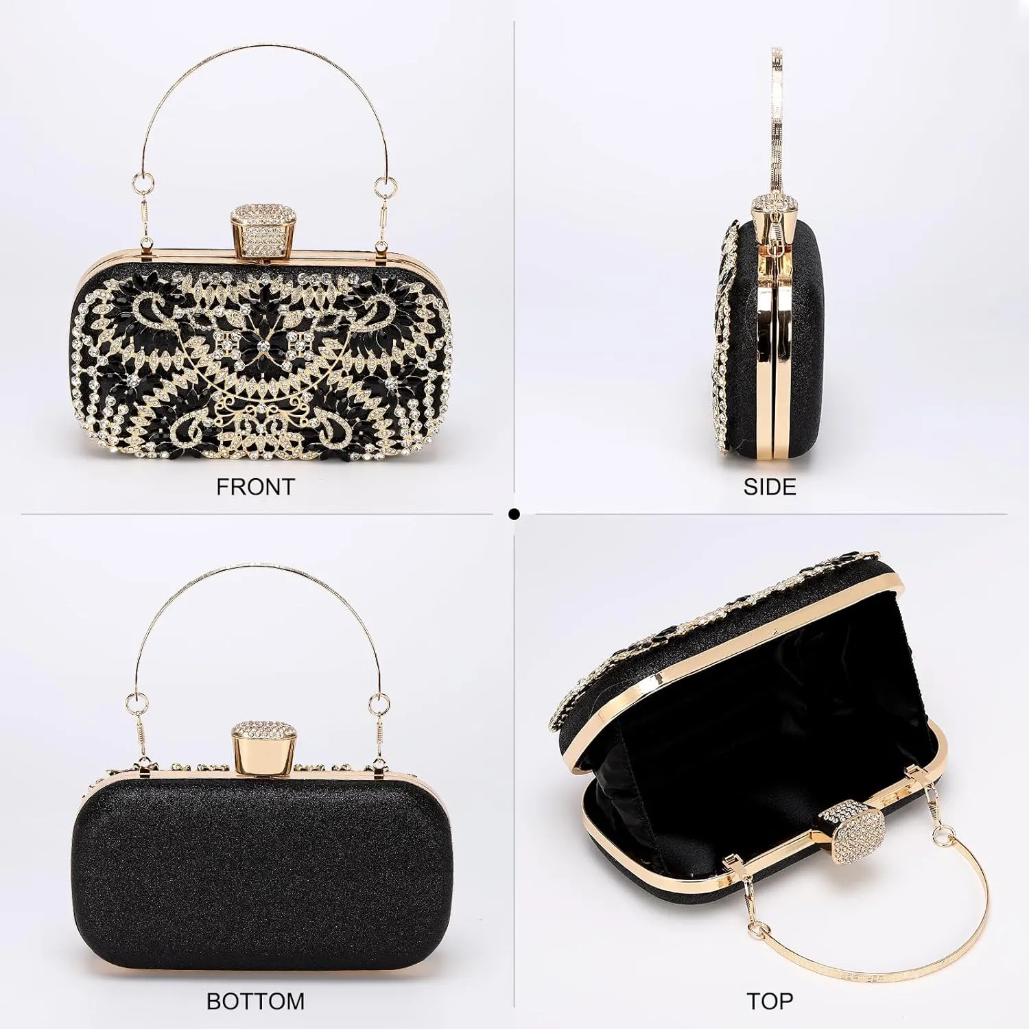 uxcell Evening Bags for Women, Sparkly Crystal Rhinestone Clutch Purse with Chain Strap Shoulder Bag Handbag