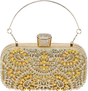 uxcell Evening Bags for Women, Sparkly Crystal Rhinestone Clutch Purse with Chain Strap Shoulder Bag Handbag
