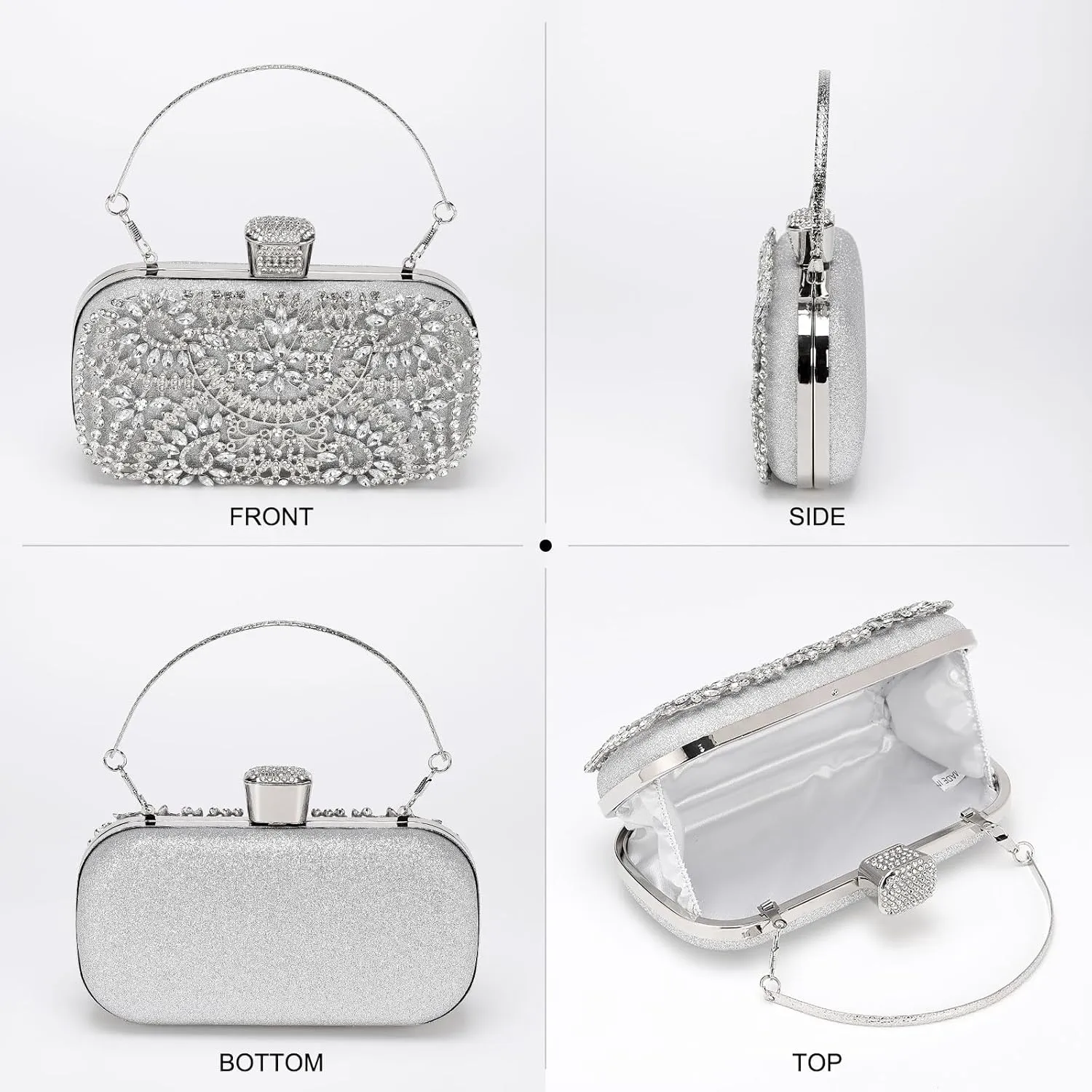 uxcell Evening Bags for Women, Sparkly Crystal Rhinestone Clutch Purse with Chain Strap Shoulder Bag Handbag