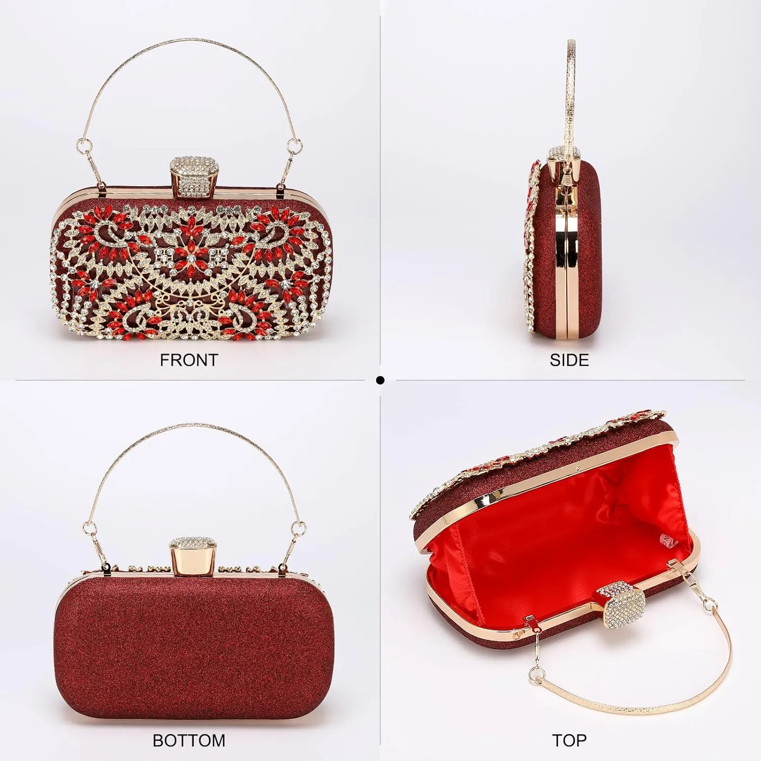 uxcell Evening Bags for Women, Sparkly Crystal Rhinestone Clutch Purse with Chain Strap Shoulder Bag Handbag