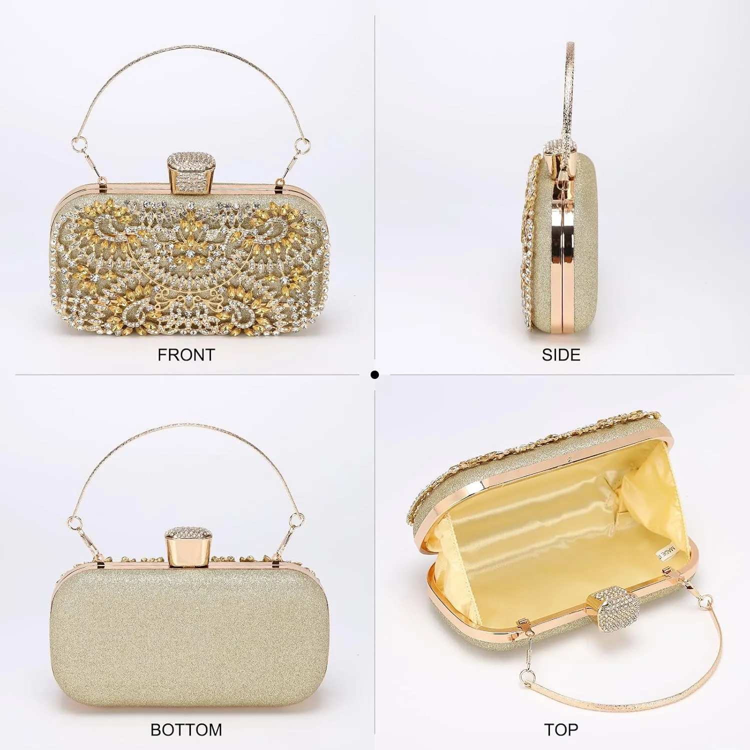 uxcell Evening Bags for Women, Sparkly Crystal Rhinestone Clutch Purse with Chain Strap Shoulder Bag Handbag