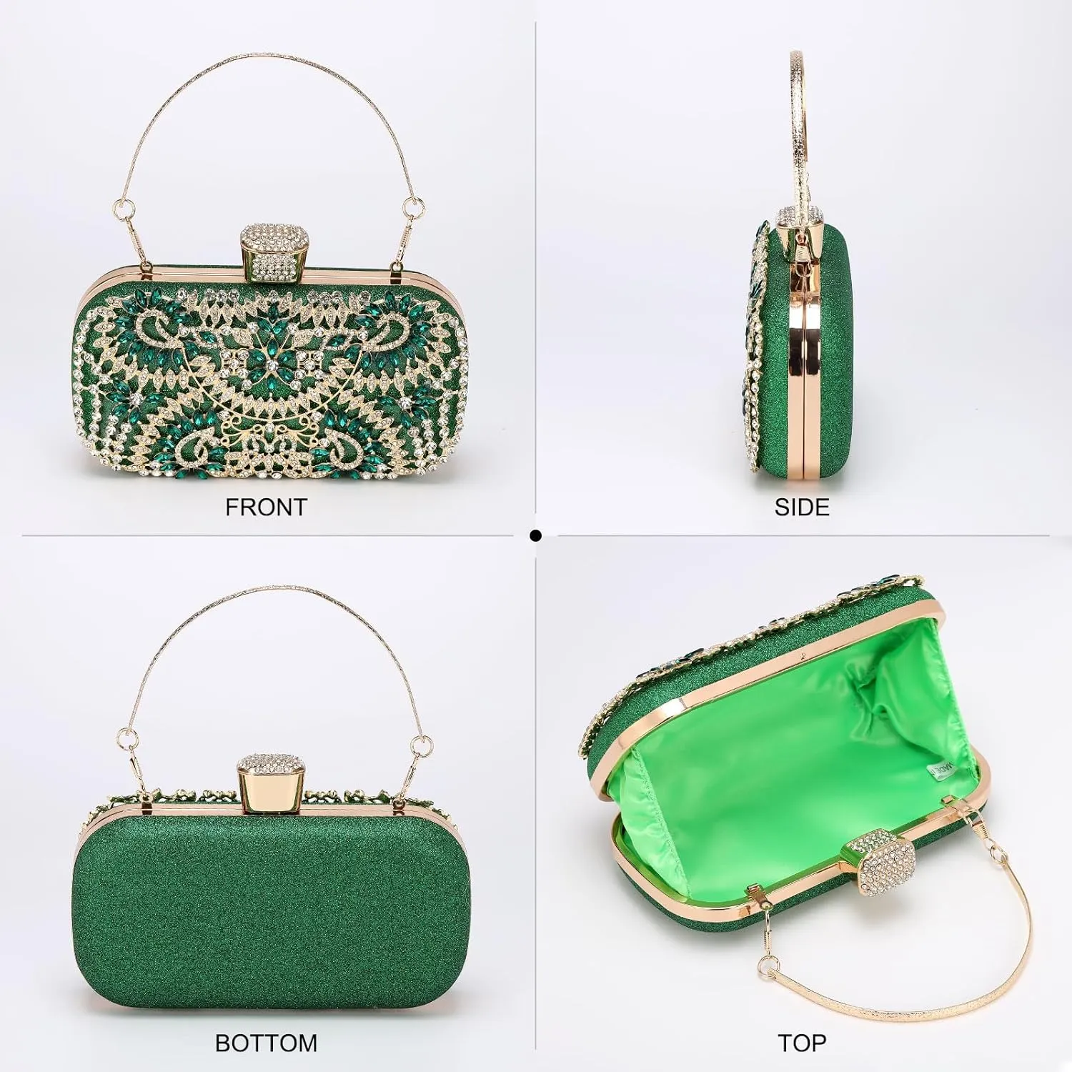 uxcell Evening Bags for Women, Sparkly Crystal Rhinestone Clutch Purse with Chain Strap Shoulder Bag Handbag