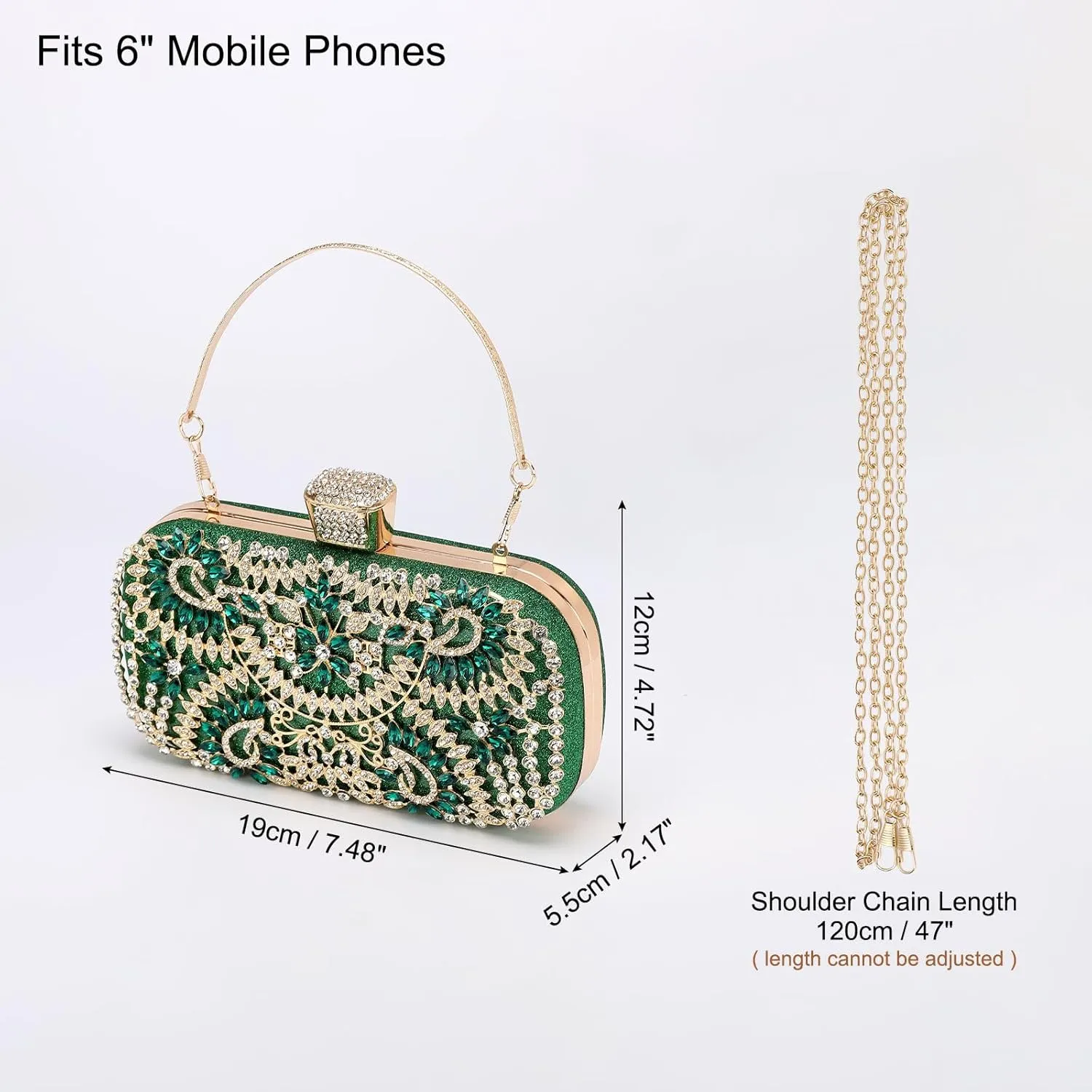 uxcell Evening Bags for Women, Sparkly Crystal Rhinestone Clutch Purse with Chain Strap Shoulder Bag Handbag