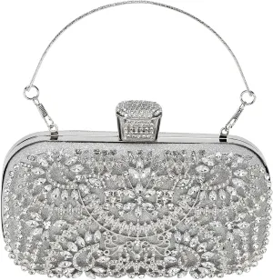 uxcell Evening Bags for Women, Sparkly Crystal Rhinestone Clutch Purse with Chain Strap Shoulder Bag Handbag
