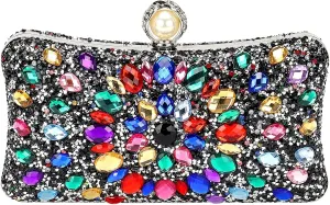 uxcell Evening Bags for Women, Sparkly Crystal Rhinestone Clutch Purse with Chain Strap Shoulder Bag