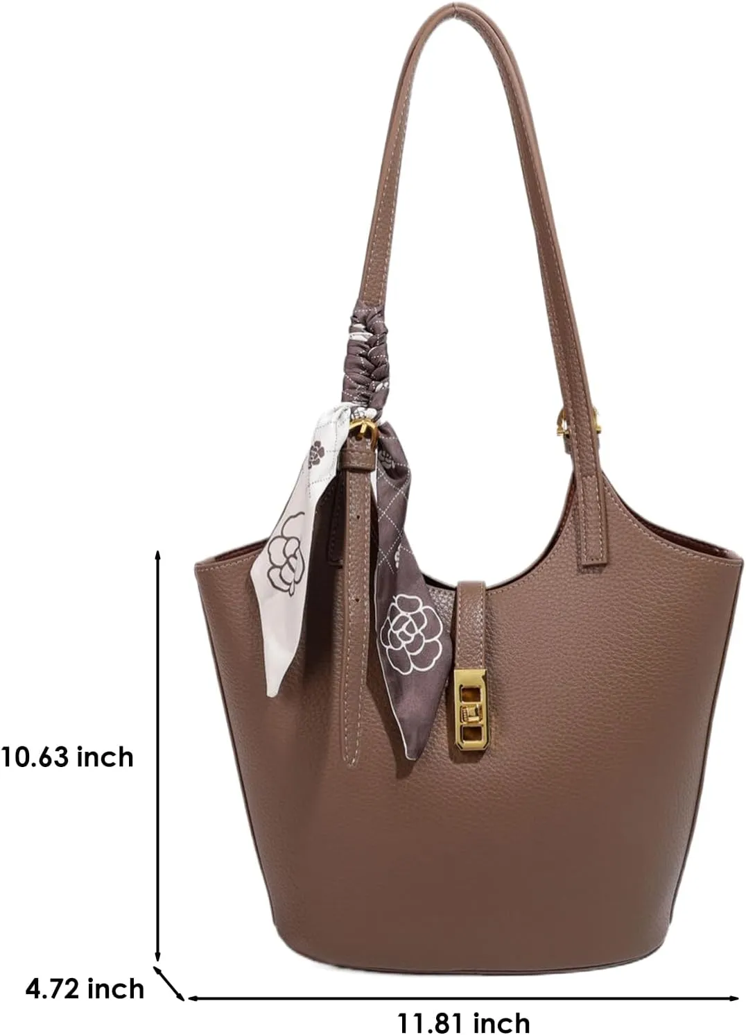 Vegan Leather Bucket Bag Designer Handbags for Women Hobo Bag 2 in 1 Scoop Neck Tote with Removable Pouch