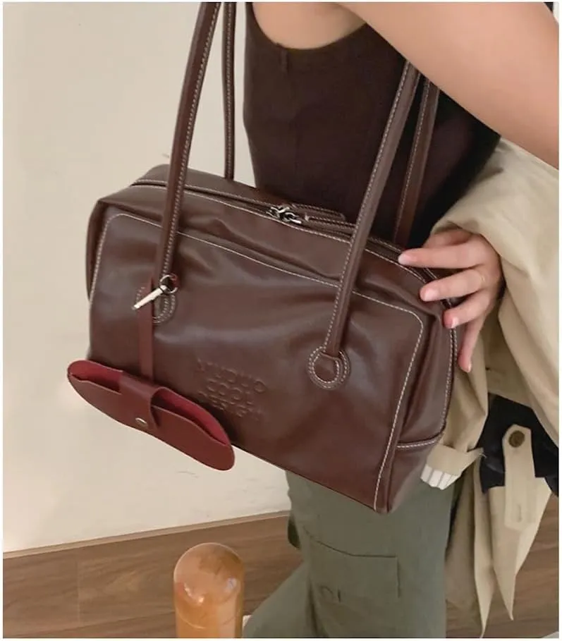 Vegan Leather Tote Bag for Women Vintage Briefcase Bag Leather Shoulder Bags Handbag Work Travel Essentials