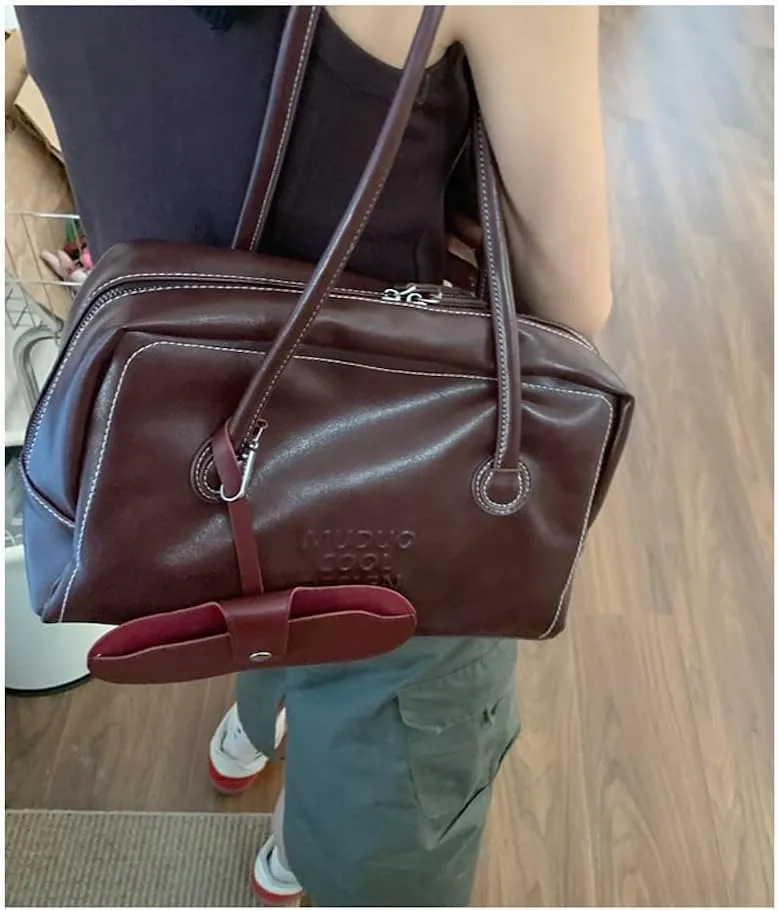 Vegan Leather Tote Bag for Women Vintage Briefcase Bag Leather Shoulder Bags Handbag Work Travel Essentials