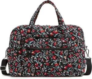 Vera Bradley Women's Cotton Weekender Travel Bag, Perennials Noir, One Size