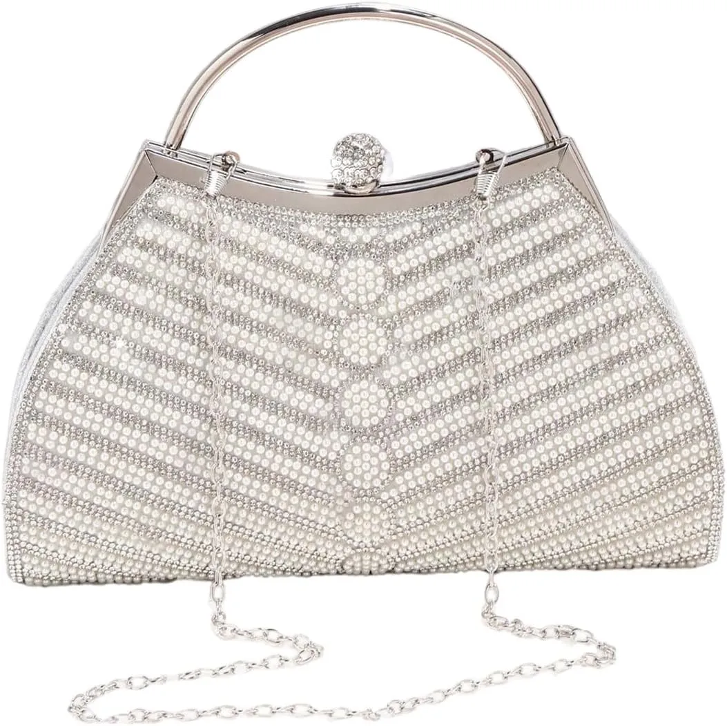 Verdusa Women's Elegant Evening Clutch Bag Small Formal Purse Shiny Party Handbag