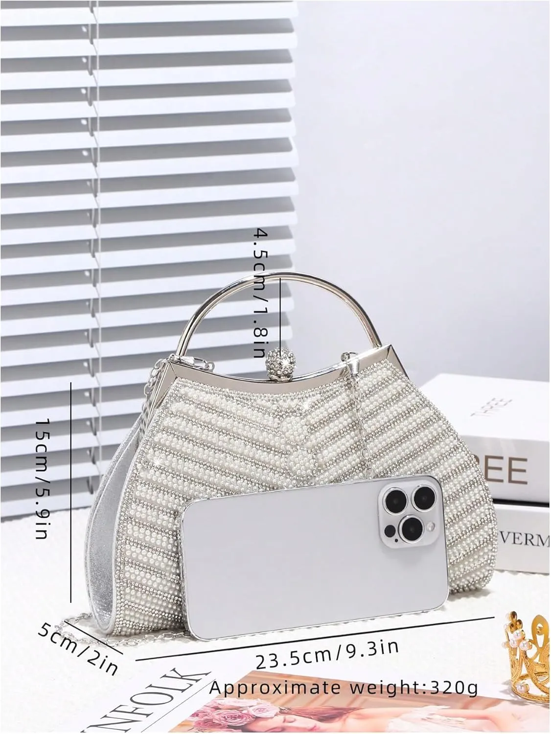 Verdusa Women's Elegant Evening Clutch Bag Small Formal Purse Shiny Party Handbag