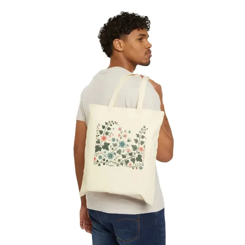 Vibrant Flowers Cotton Canvas Tote Bag Liven Up