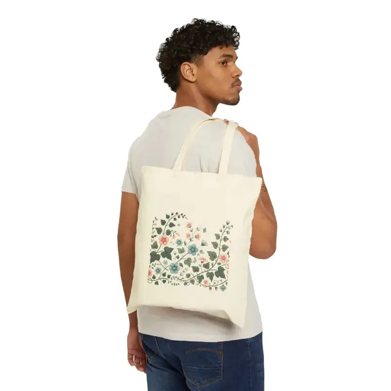 Vibrant Flowers Cotton Canvas Tote Bag Liven Up