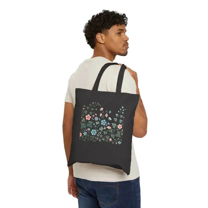 Vibrant Flowers Cotton Canvas Tote Bag Liven Up