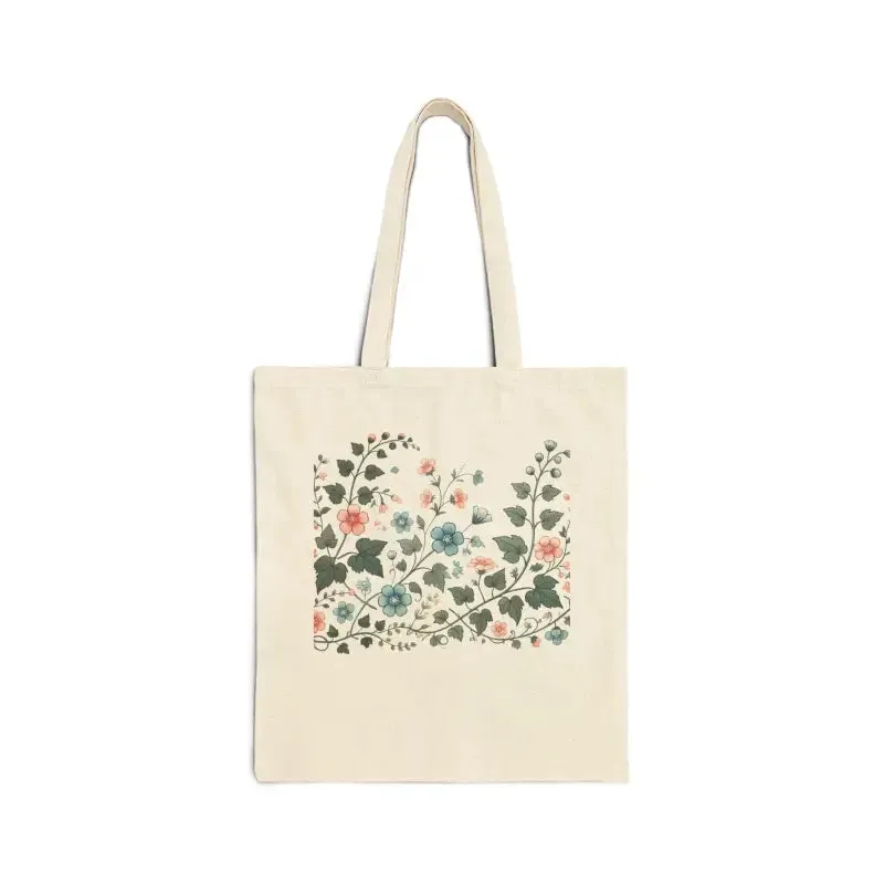 Vibrant Flowers Cotton Canvas Tote Bag Liven Up