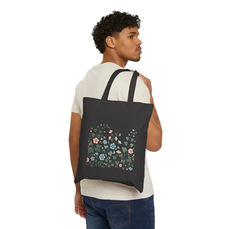 Vibrant Flowers Cotton Canvas Tote Bag Liven Up