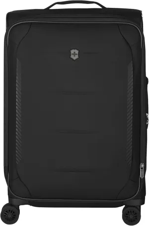 Victorinox Crosslight Large Softside Case - Large Travel Luggage with Spinner Wheels - Premium Traveling Essentials - Includes Foldable Pack Light Organizer - 74 Liter, Black