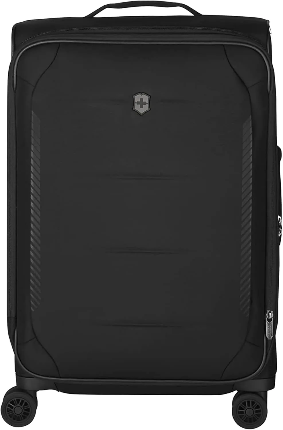 Victorinox Crosslight Large Softside Case - Large Travel Luggage with Spinner Wheels - Premium Traveling Essentials - Includes Foldable Pack Light Organizer - 74 Liter, Black
