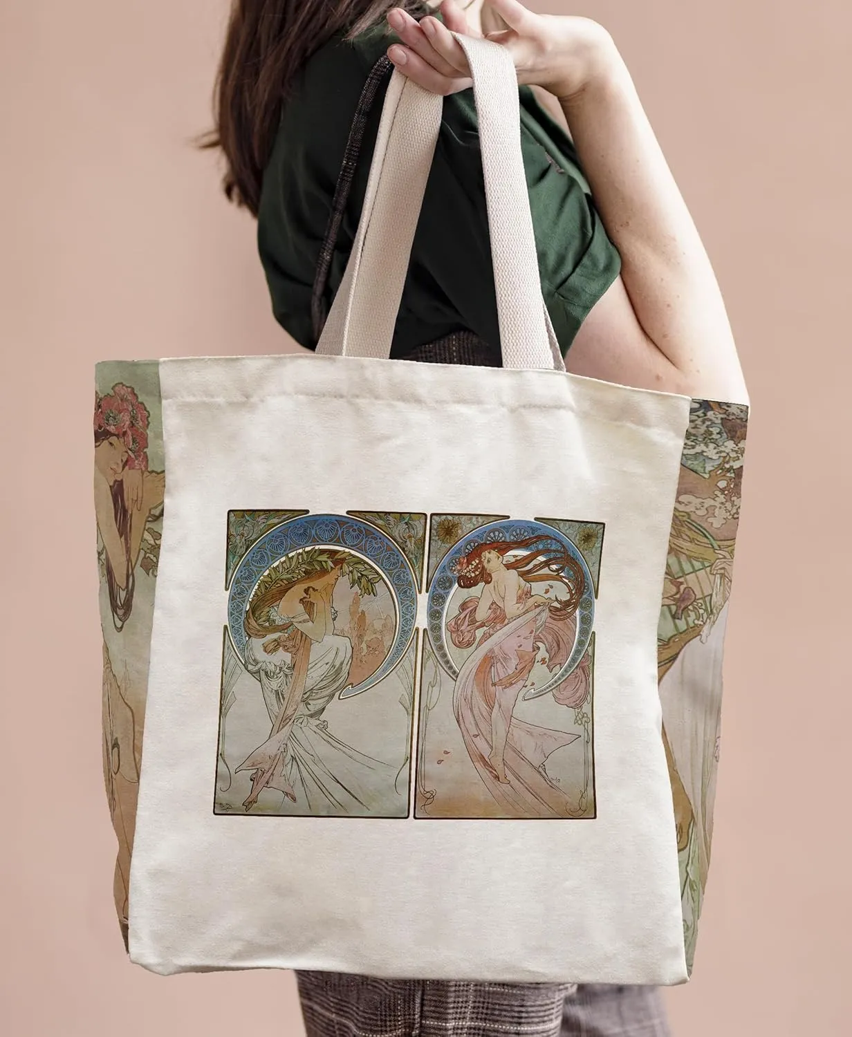 Vintage Aesthetic Canvas Tote Bag Reusable Personalized Shoulder Shopping Bag,