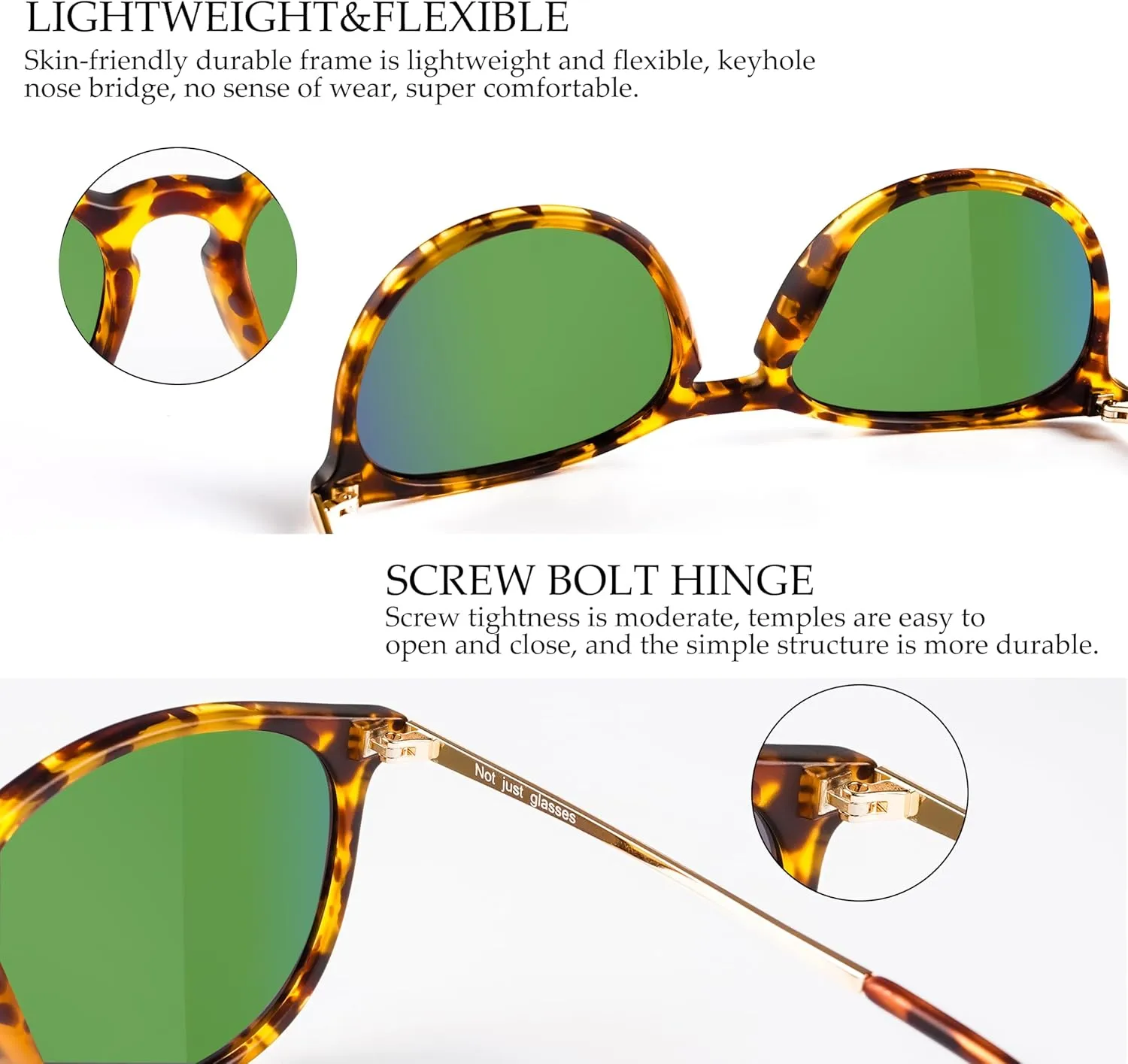 Vintage Round Polarized Sunglasses for Women Men Classic Retro Trendy Designer Style Sun Glasses UV400 Protection