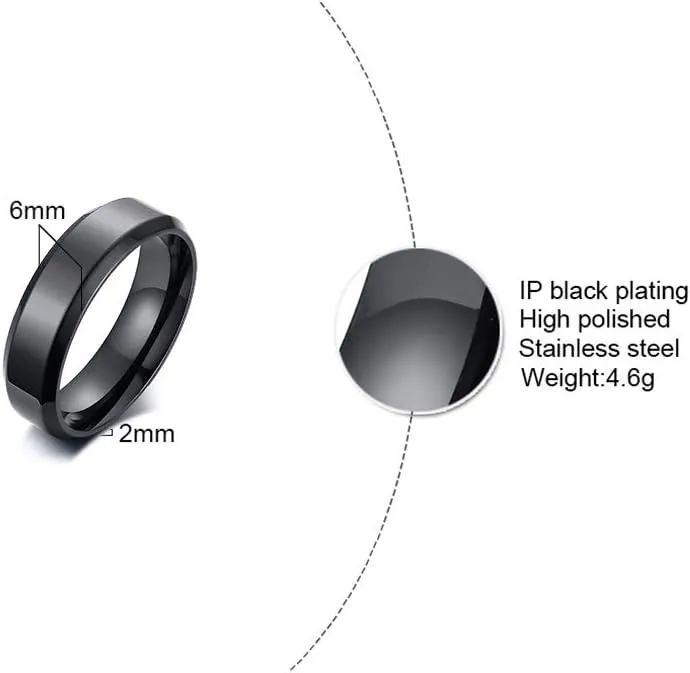 VNOX (Free Engraving) Stainless Steel Personalized Plain Band Ring for Men and Women,6MM/8MM