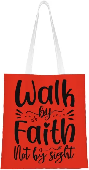 Walh by Faith Not By Sight Tote Bag for Women Canvas Shopping Bags Reusable Beach Bag Grocery Bags Tote Shoulder Bag Gift Bags