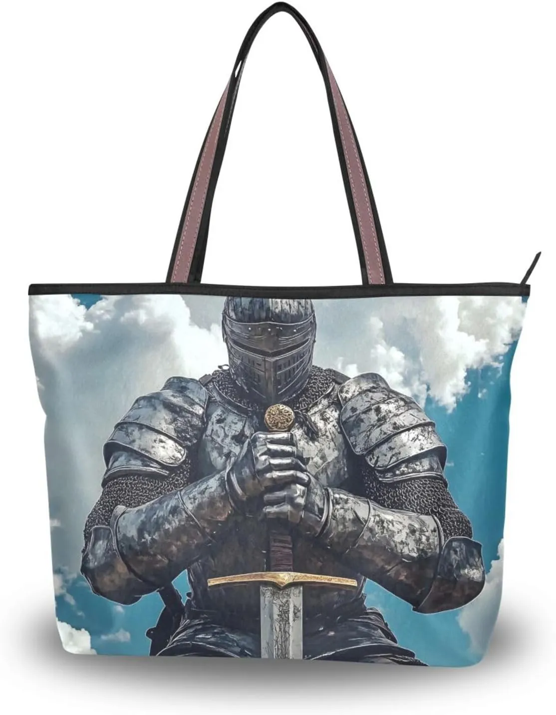 Warrior Sword Cloud Tote Bag for Women Durable Designer Handbag with Zipper for Daily Use Travel L