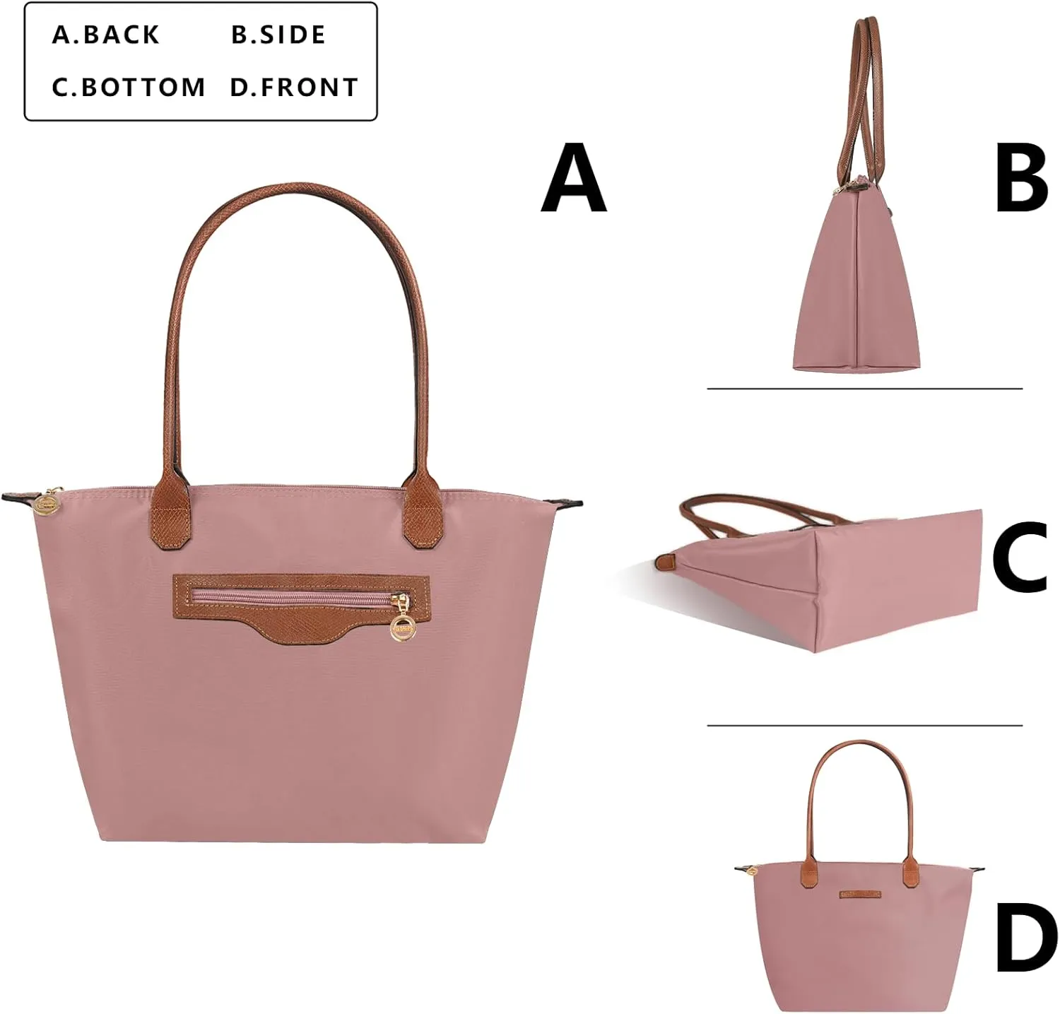 Waterproof Nylon Tote bag for Women Lightweight Designer Handbag with Zipper Stylish and Durable Purse