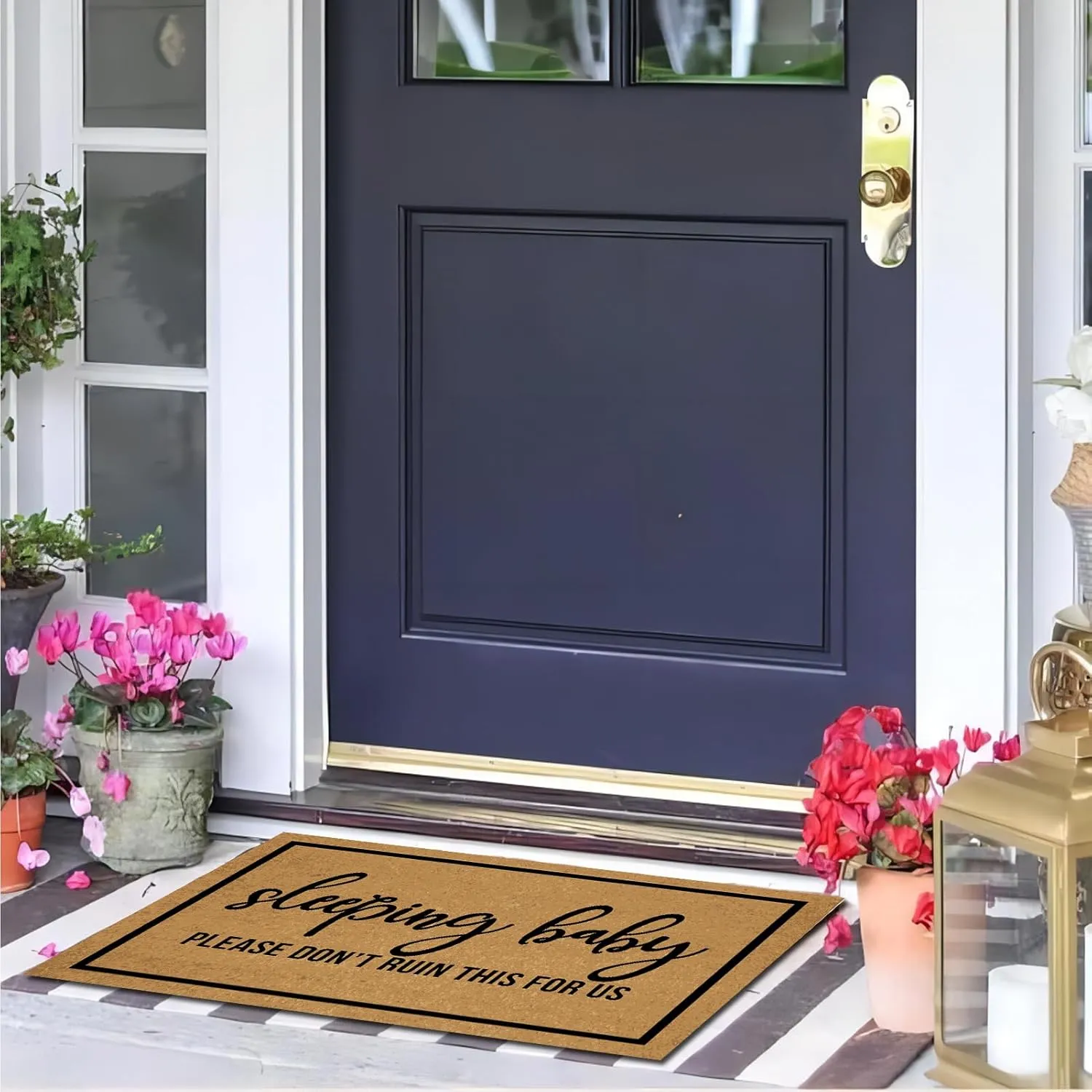 Welcome Large Summer Front Door Mat Outdoor Entrance Funny, Baby Sleeping Please Don't Ruin This for Us Merry Christmas Doormats Indoor Cute 23.6" X 15.7" Mats Entryway Rugs