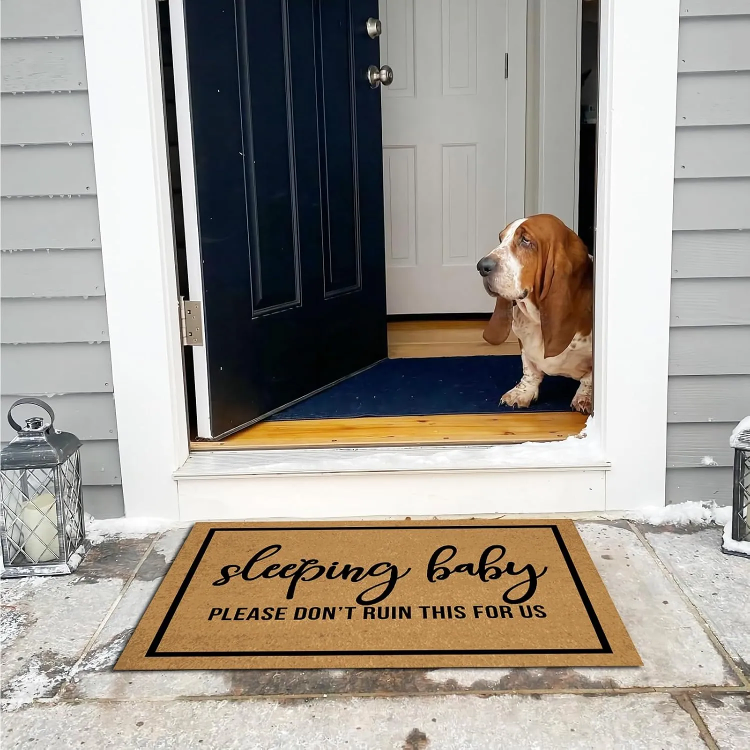 Welcome Large Summer Front Door Mat Outdoor Entrance Funny, Baby Sleeping Please Don't Ruin This for Us Merry Christmas Doormats Indoor Cute 23.6" X 15.7" Mats Entryway Rugs