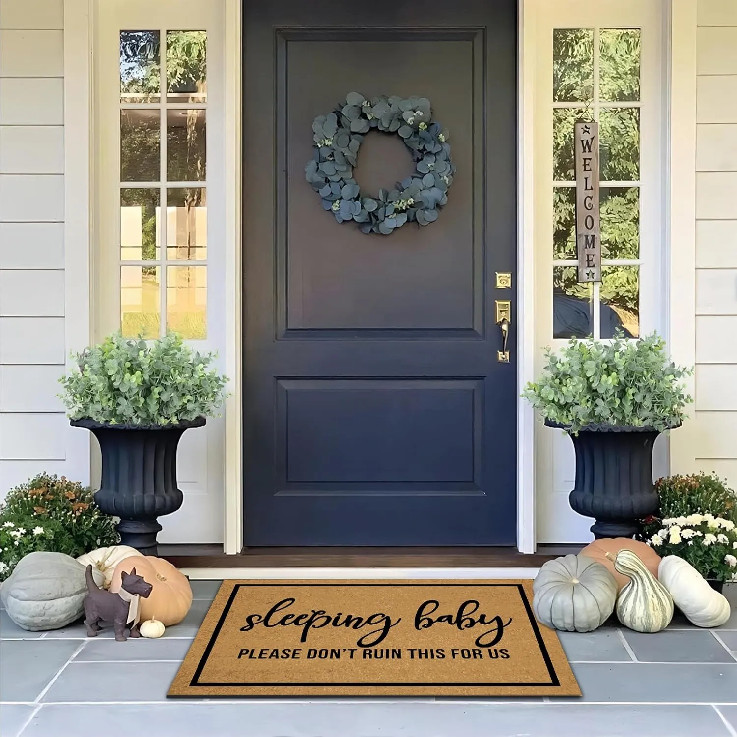 Welcome Large Summer Front Door Mat Outdoor Entrance Funny, Baby Sleeping Please Don't Ruin This for Us Merry Christmas Doormats Indoor Cute 23.6" X 15.7" Mats Entryway Rugs