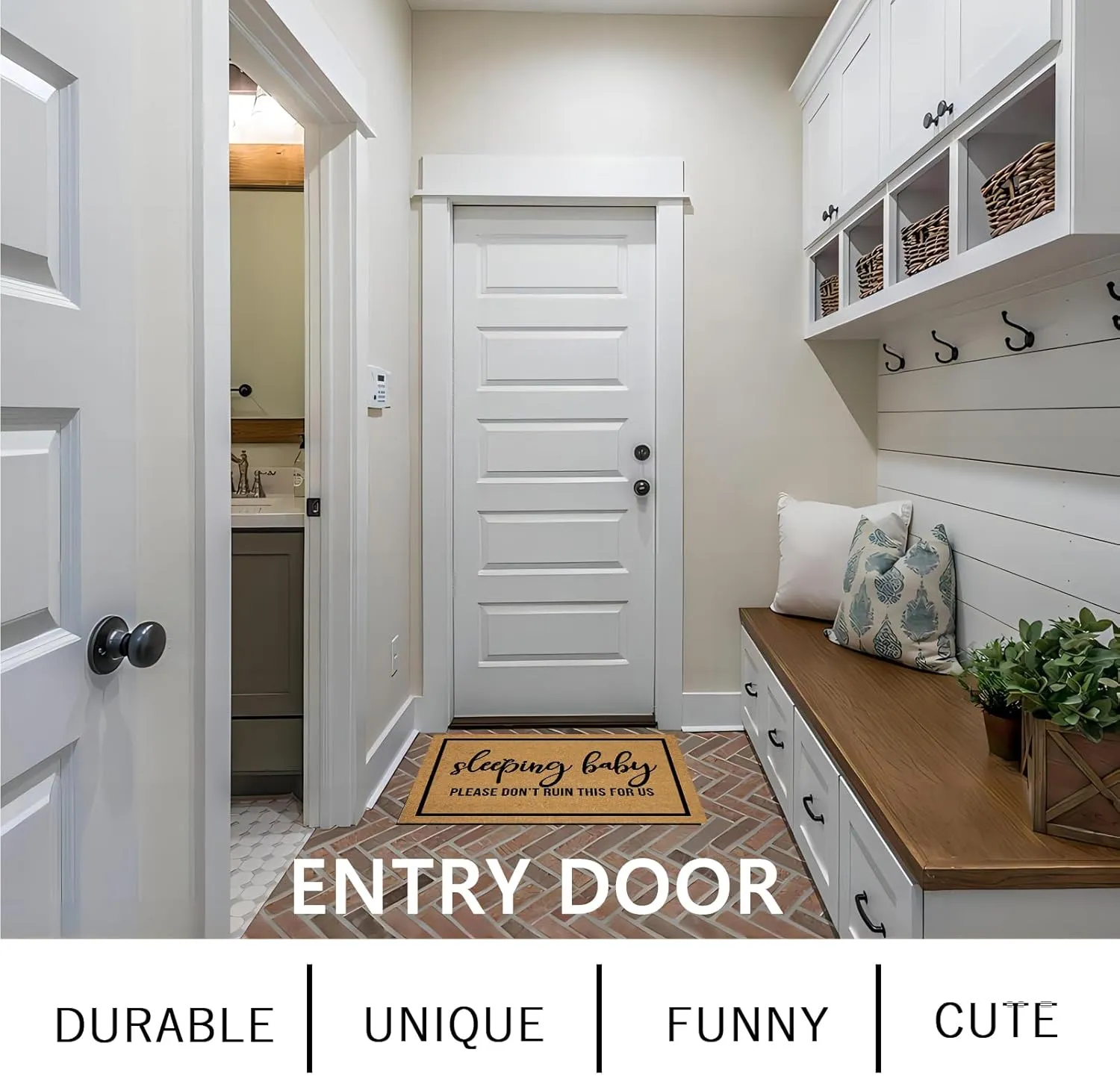 Welcome Large Summer Front Door Mat Outdoor Entrance Funny, Baby Sleeping Please Don't Ruin This for Us Merry Christmas Doormats Indoor Cute 23.6" X 15.7" Mats Entryway Rugs