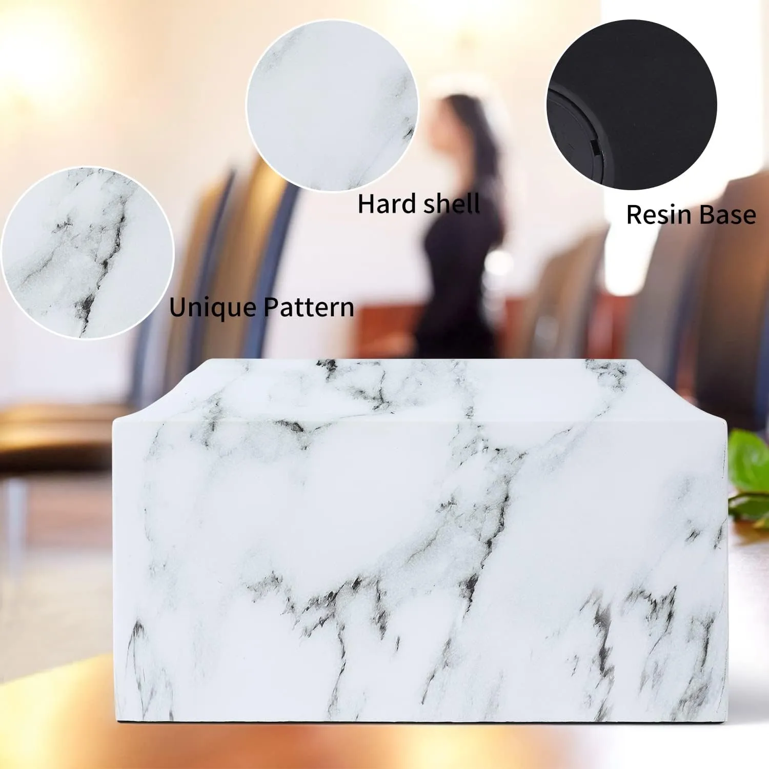 White Classic Cultured Marble Cremation Urn for Adult Ashes, Urn for Human Ashes, Adult Sized Memorial Urn for Ground Burial or Home Memorial